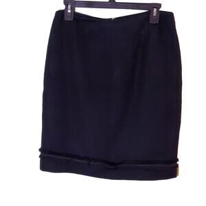 VINTAGE 90's Gently Used Casual Corner Annex Black Woven Skirt w/ Trim Size 6